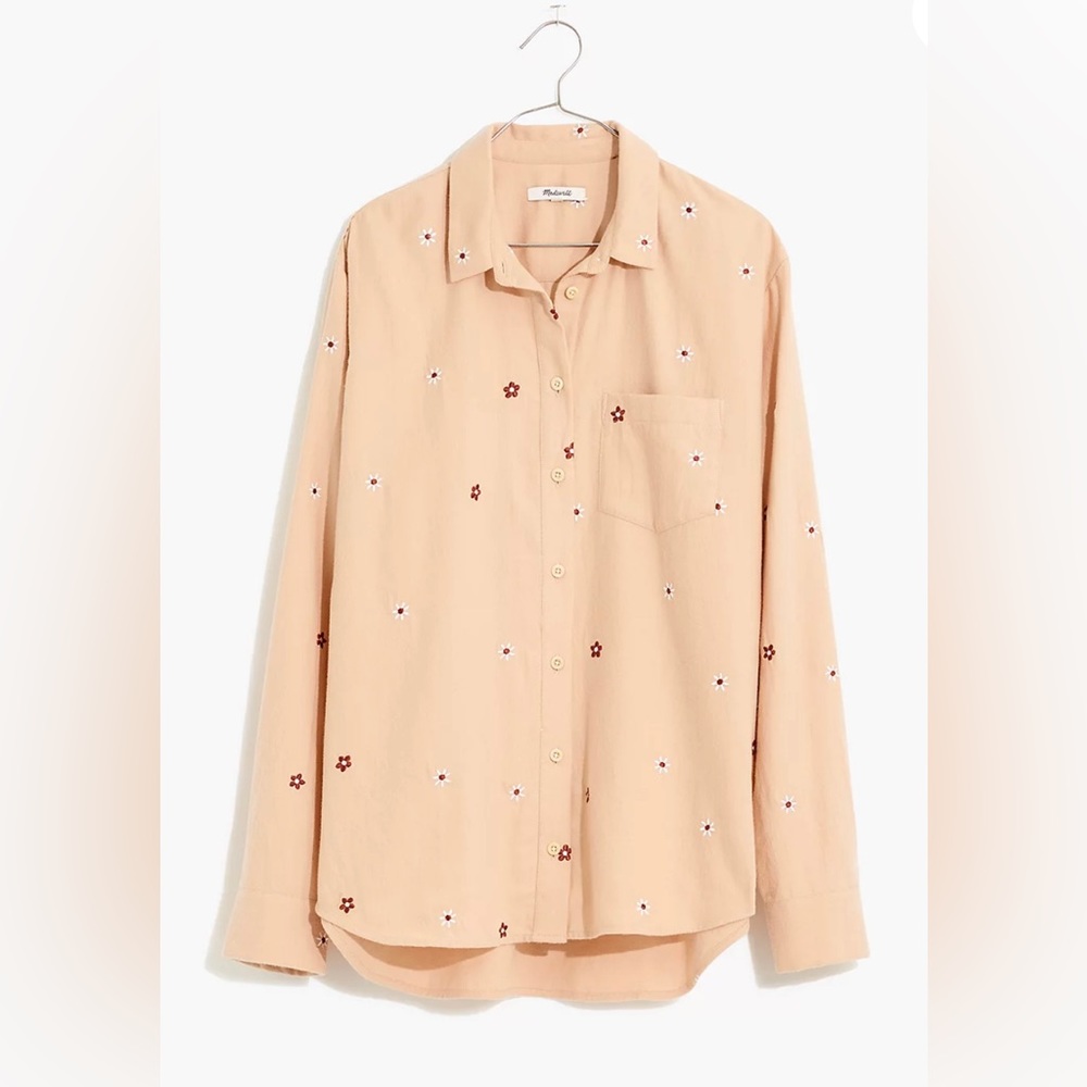 LAST PRICE REDUCTION Madewell Embroidered Daisy Button Down Shirt Women’s XS - Picture 3 of 6